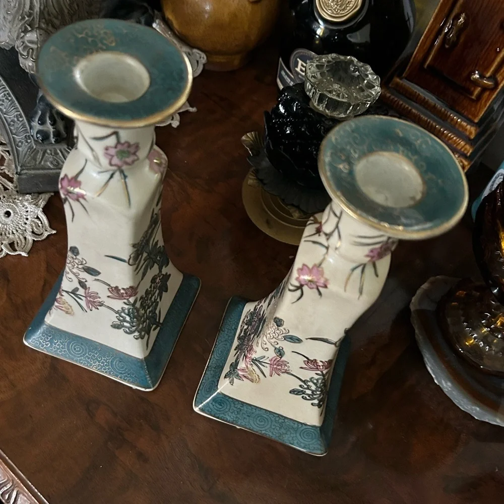 Vintage Chinoiserie Candlesticks